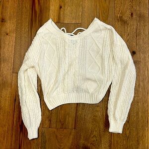 Hippie rose lace up back sweater size small